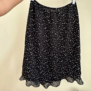 vintage midi skirt in black with white polka dots in S